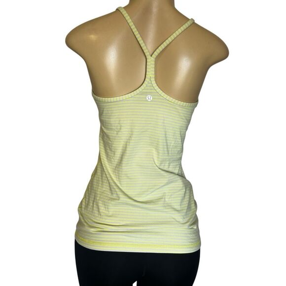 Lululemon Athletica Power Y yellow gray striped Racer Back bra Tank size 6 - Picture 2 of 6